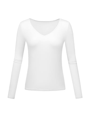 Long Sleeve Underscrub Baselayer Shirts for Women V Neck Casual Tops