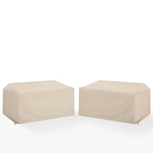 Ergode,Universal Outdoor Loveseat Furniture Covers - Set of 2 | Durable Reinforced Vinyl | Weatherproof | Drawstring Closure | Fits Various Wicker Loveseats