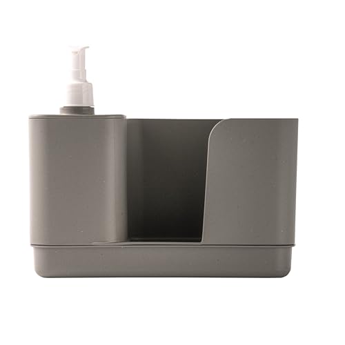 Snips Riordinello Grau, Schwammhalter küche mit Dosierer, Spülbecken Organizer, Spülmittelspender 21 x 12 x 18 cm, Made in Italy, 0% BPA und Phthalate Free.
