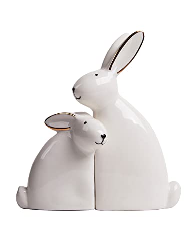 SEINHIJO 2pcs Statue de Lapin Décor Animal Arts Sculpture Céramique Animaux Cadeau 15cm Cover