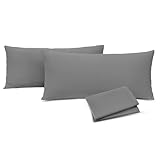 AMFUN Federa Cuscino (Set di 2), 40x80 cm Federe Cuscini, Premium Microfibra con Invisibile Cerniera, Morbida e Traspirante, Ipoallergenica -Grigio Scuro
