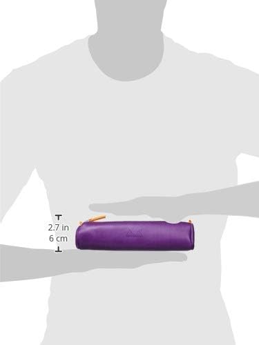 Miniatura 4 de Rhodia 318990C - Estuche redondo Rhodiarama morado, 8.5 x 2.2 in, costuras color naranja auténtico, interior de jersey marfil, piel sintética,