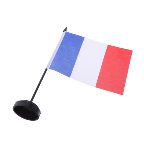 UTHCLO 10個フランス ミニデスクフラッグ ベース付き 卓上ディスプレイ 卓上旗 オフィス会議室用 小型旗飾り 安定設計 現代的デザイン