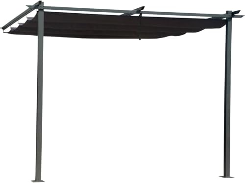 Pergola adossée avec Toit rétractable - 3 x 3 m - Gris Anthracite