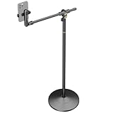 NEEWER BASICS Phone Floor Stand with Horizontal Extension Arm, Adjustable Bed Phone Holder Clamp Mount Compatible with iPhone 16 15 Pro Max Plus Samsung for Video Recording, Weighted Metal Base, ST009