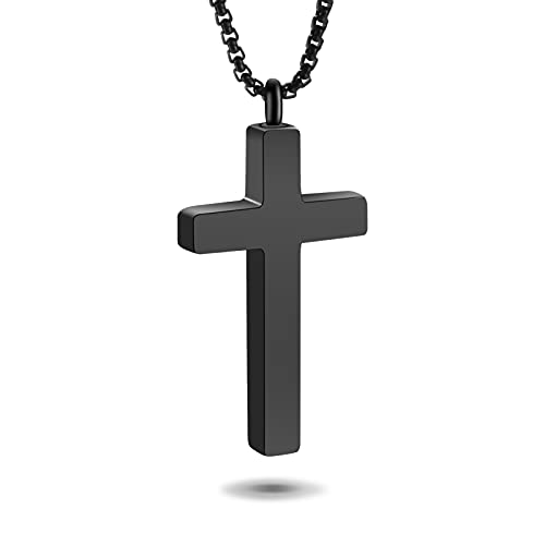 Dletay Cremation Necklace for Ashes Stainless Steel Cross Pendant Urn Necklace Memorial Keepsake Jewelry for Men Women