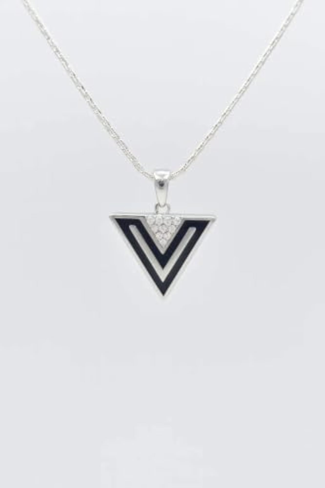 925 Silver Geometric V-Triangle Pendant, Authenticity Certificate
