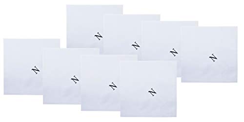 Image of Retreez 8 Pc Pure Cotton Initial Monogrammed Men's Handkerchiefs Hanky Gift Set