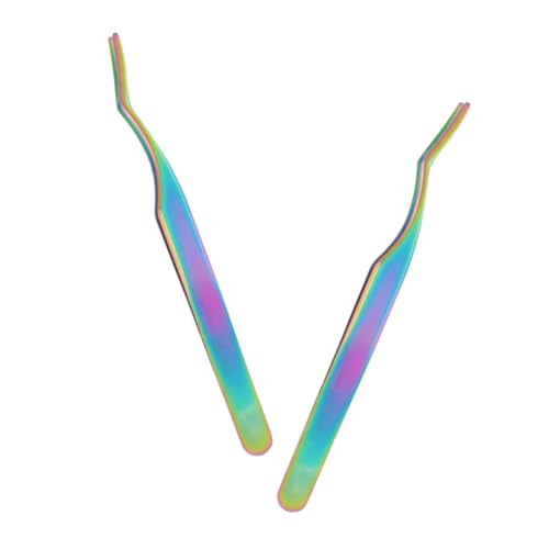 PartyKindom 2Pcs Professional Eyelash Extension Tweezers Curved Tip Stainless Steel Eyelash Tweezers for Women Lightweight Design for Isolating and Picking Up Lashes