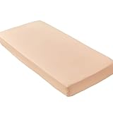 Kingnex Striped Cot Size 30x75 Fitted Sheet for RV Bunk Narrow Twin Bed Soft Brushed 1800 Microfiber Fitted Sheet Only 1 Pack Beige