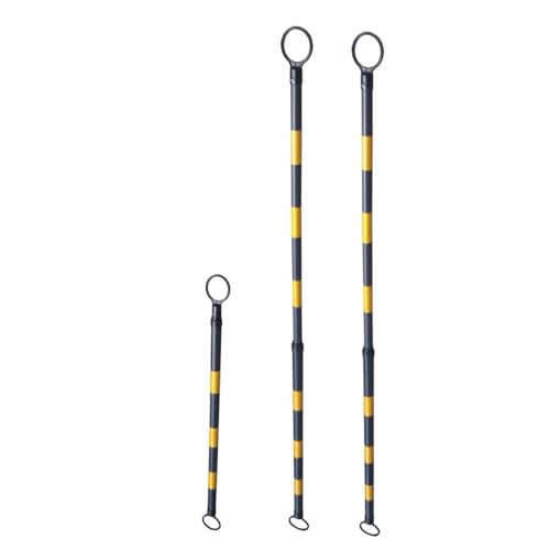 ERRULAN Retractable Traffic Cone Bar, Flexible Plastic Cones Connectors with Round Ring, Temporary Crowd Control System for Loading Docks/Traffic Control Barriers(3 pcs)