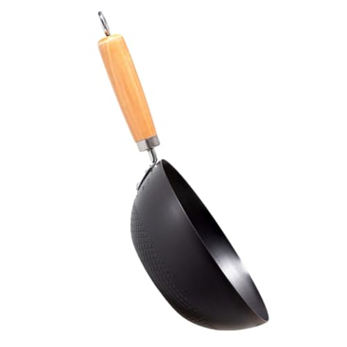 SOIMISS Sartén Wok Pequeña sin Revestimiento para Cocina Doméstica Compatible con Estufas de Gas y Fuego Abierto Diseño Resistente y Multifuncional para Freír y Cocinar Diversos Alimentos