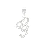 Bling Bling NY 925 Sterling Silver Micro Pave Set CZ Initial Letter A-Z Cursive Script Pendant (Init
