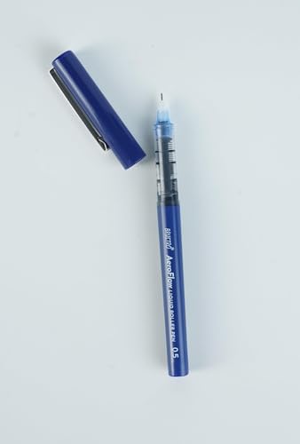 Image of BRUSTRO AeroFlow Liquid Ink Rollerball Pens 0.5 Micro Tip Pack of 12 (Vibrant Blue Ink)