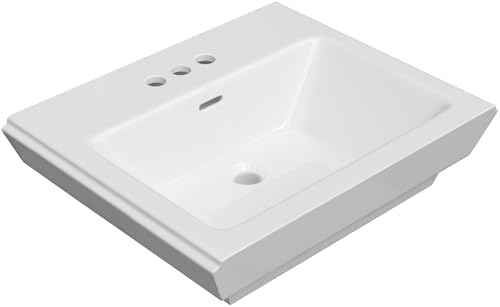 PROFLO PF1184 22-7/8" Rectangular Vitreous China Pedestal Bathroom Sink with Overflow and 3 Faucet Holes at 4" Centers - Sink Only - White
