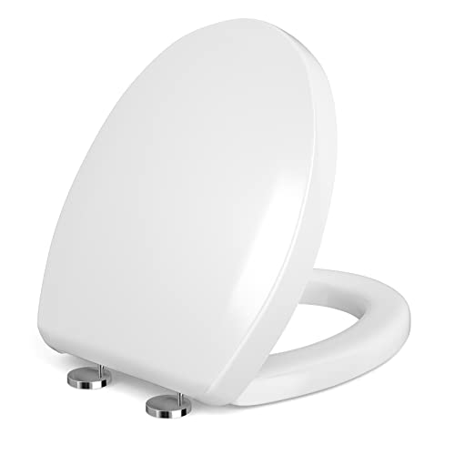 SAMODRA Tapa de inodoro con descenso automático, tapa de inodoro con función de liberación rápida para una fácil limpieza, inodoros, gafas de inodoro con bisagras ajustables (forma ovalada) Cover