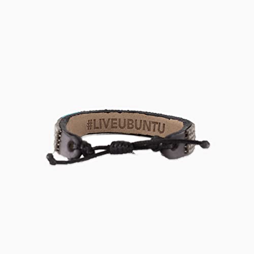 Ubuntu Life Love Beaded Leather Bracelet – Handmade Glass Bead Bracelet With Slide Closure And Genuine Leather, Stackable Boho Bracelets For Women And Men (Grey/Turquoise) #TOP1