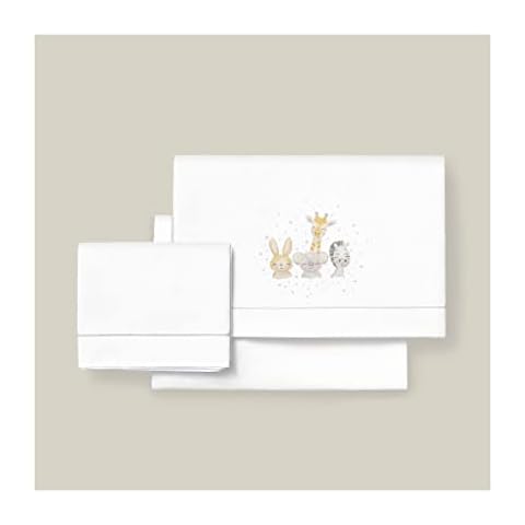 Sábanas 100% Algodón Coche-Capazo 40x 80 Bajera, Encimera y Funda de Almohada (1.0 Acuarela blanco gris) de Interbaby Cover
