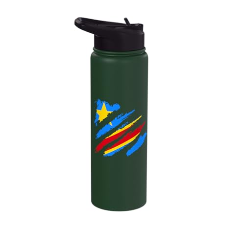 Congo Democratic Republic Of Congo Congolese Flag Claw Stainless Steel Insulated Water Bottle