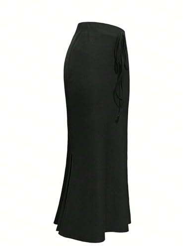 Women High Waist Casual Faux Lace-Up Side Slit Skirt Summer Skirt4