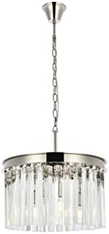 Elegant Lighting Sydney Collection 1208D16PN /RC 3-Light Pendant Lamp with Royal Cut Crystals, Polished Nickel Finish