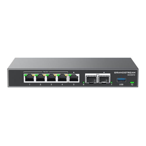 Grandstream GCC6010 IPPBX integrado (10 usuarios, 4 llamadas simultáneas) + firewall de grado empresarial + router VPN + 2 x 2.5 Gb, 5 x GigE Network Switch