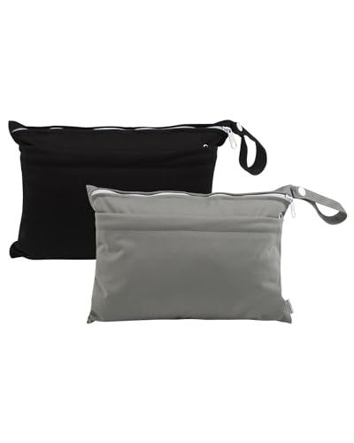 babygoal Wet Dry Bags for Baby Cloth Diapers, Washable Travel Bags, Beach, Pool, Gym Bag for Swimsuits & Wet Clothes with 2 Pockets 3 Pack 2LNS01-IN