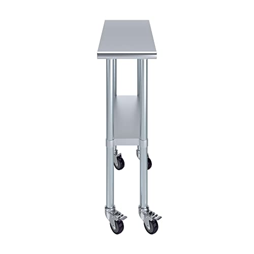 Image of AmGood 12 inch Long x 30 inch Deep Stainless Steel Table with Casters