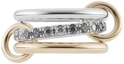 18K Gold Plated White Topaz Interlocked Stackable Rings for Women 925 Sterling Silver Multi Stack Link Ring Dainty Two Tone Statement Ring Jewelry for Her