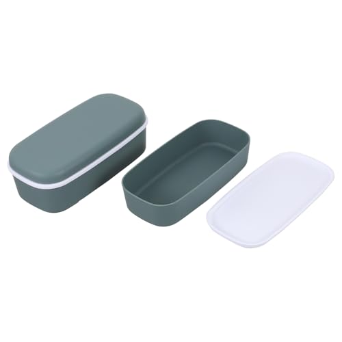 FONDOTIN 二段式スタッカブル弁当箱 大人用 漏れ防止 弾性ス 付き 軽量ポータブル 食品グレード製 携帯しやすい お箸収納可能 レン 再利用可能
