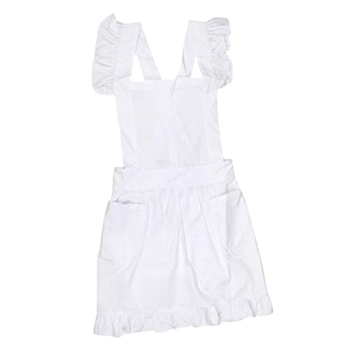 Tiuimk Delantal de princesa, uniforme de trabajo, sin mangas, color blanco