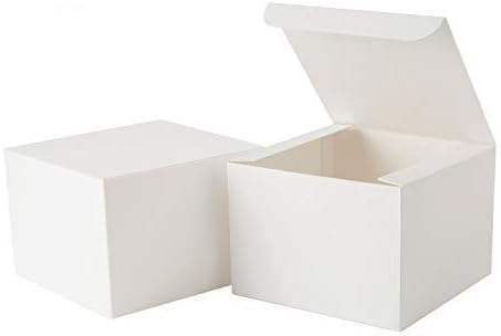 GEFTOL Gift Box 10 Pack 5 x 5 x 3.5 inches Fold Box Paper Gift Box Bridesmaids Proposal Box for Bridal Birthday Party Christmas（White）