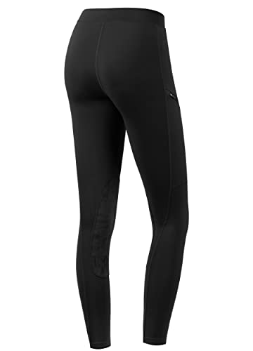Willit WTOB0170808220YA-1 Girls Horse Riding Pants Tights Kids Equestrian Breeches Knee-Patch Youth Schooling Tights Zipper Pockets Black S thumb #1