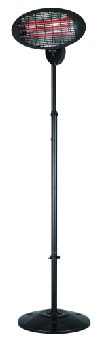 tepro Stand Heizstrahler mit Quarz-Heizelement – 2 kW Terrassenstrahler mit 3 Heizstufen, Teleskop-Standfuß, IPX4 Spritzwasserschutz & Überhitzungsschutz – höhenverstellbar 120–205 cm