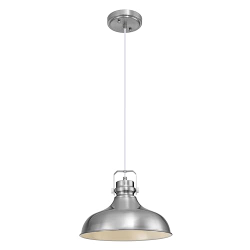 Image of Brushed Nickel Modern Pendant Lights Kitchen Island Fixtures | ETL Certificate,Industrial Adjustable Height Vintage Dome Hanging Light Fixtures for Barn,Dining Room 1 Pack