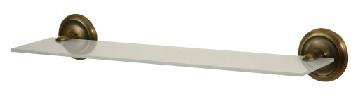 Review Discount Bisk 00401 Deco Frosted Glass Shelf in Antique Brass Bracket, 14.5 x 50.5 x 7.5 cm