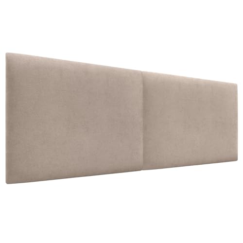 DHOME Cabecero Tapizado Liso de Tela Aqualine Altura 70CM Grosor 4cm y 8cm para Pared Acústicos Cabeceros Cabezal Absorbentes Cama Dormitorio (Tela Beige, 180cm Dual, Grosor 4cm)