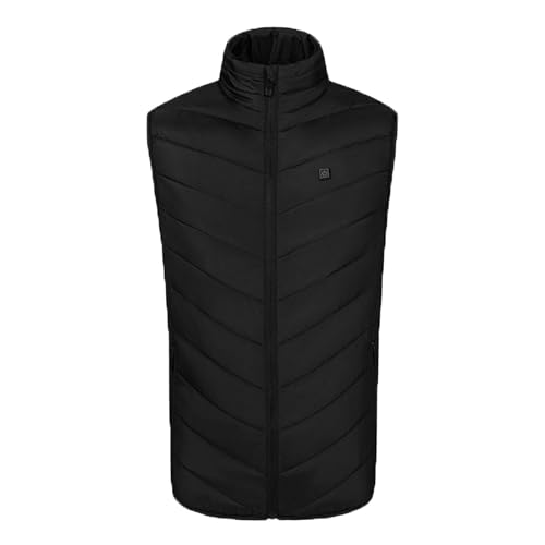 電熱ベスト メンズ レディース 冬 ヒーターベスト 9箇所発熱 USB給電式 電熱服 3段階温度調整 防寒対策 ヒートジャケット ノースリーブ 軽量 立ち襟 速暖 保温 中綿ジャケット 丸洗い可能 大きいサイズ アウトドア スキー 釣り バイク(ブラック,