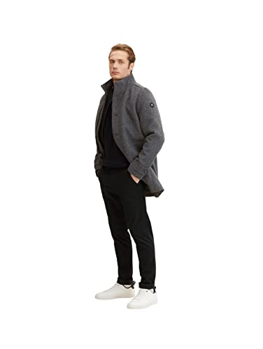 TOM TAILOR Herren Wollmantel mit Innenjacke 1032506, 30500 - Dark Grey Black Herringbone, L – Ansicht 4