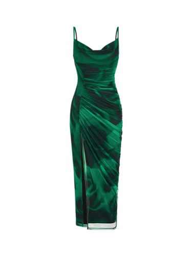 cider emerald green dress Amazon.com: CIDER Satin Dress Cowl Neck Maxi Dress Party Cocktail High Waist Sleeveless Gown Green : Clothing, Shoes & Jewelry