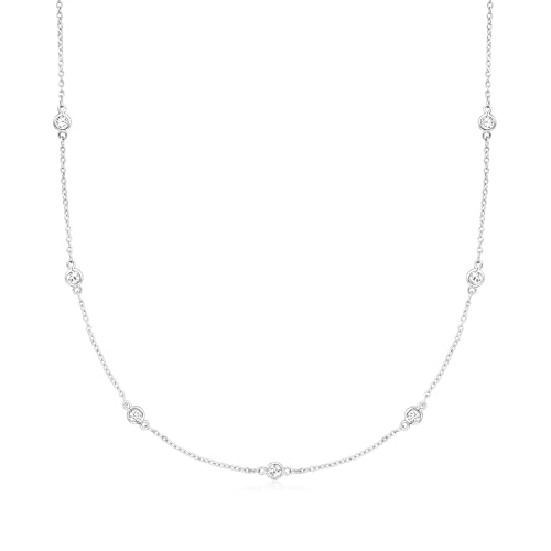 Ross-Simons 1.00 ct. t.w. Moissanite Station Necklace in Sterling Silver