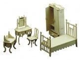 Wood Craft Assembly Dolls House Wooden Bedroom Furniture Kit 1/12 scale Easy to Make Age 6+