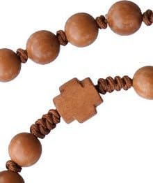 Miniatura 4 de Rosario católico de madera de azufaifo Sine Cera de 5 décadas, centro de mesa grabado con láser de doble cara, cuentas de padre en forma de cruz