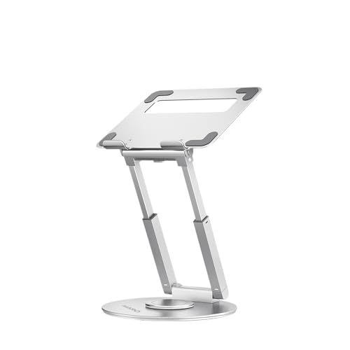 Image of AGARO Foldable Laptop Stand Holder, 360 Rotating, Premium Metal Alloy, Ergonomic, Height Adjustable with Anti-Slip Silicone Pads, Heat Vent, Made for MacBook, HP, Dell, Lenovo, Laptops Up to 17 inch