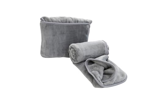 WillerS ブランケット 毛布 もうふ 冬用 膝掛け コンパクト 携帯 ひざ掛け 小さめ 車 機内 旅行 持ち運び 収納付き ブランケット ふわふわ あったか フランネル おしゃれ Blanket Winter (ライトグレー, 70×100cm)