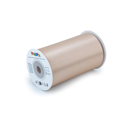Satinband 100mm x 10m Rolle - FARBAUSWAHL in 3/6/12/25/38/50/75/100mm - farbecht & waschbar - Schleifenband für Hochzeit - Geschenkband zum Verpacken Dekorieren Basteln - Beige 835