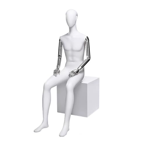 CYHTYM Maniqui Maniquíes Masculinos de Cuerpo Entero de 160 cm de Alto con Taburete para exhibir Ropa Deportiva, Trajes y Zapatos.(Silver)
