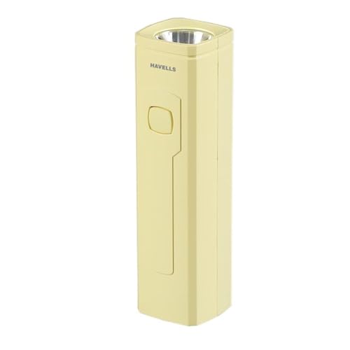 Image of Havells Colorix Rechargeable Pocket Torch | SOS Mode | Rechargeable Li-ion Battery | Thread Strap for Easy Carrying | Type-C Charging| Yellow