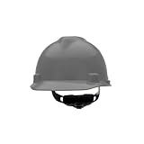 MSA 475364 V-Gard Cap Style Safety Hard Hat With Fas-Trac III Ratchet Suspension | Polyethylene Shell, Superior Impact Protection, Self Adjusting Crown Straps - Standard Size in Navy Gray