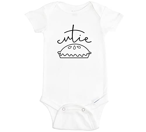 Wimly Company Cutie Pie Baby Onesie - Thanksgiving Newborn Outfit - Cute Fall Infant Shower Bodysuit - Cute Autumn Baby Clothes, White